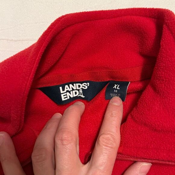 Lands' End Women’s Bold Red Zip-Up Fleece - Picture 3 of 5